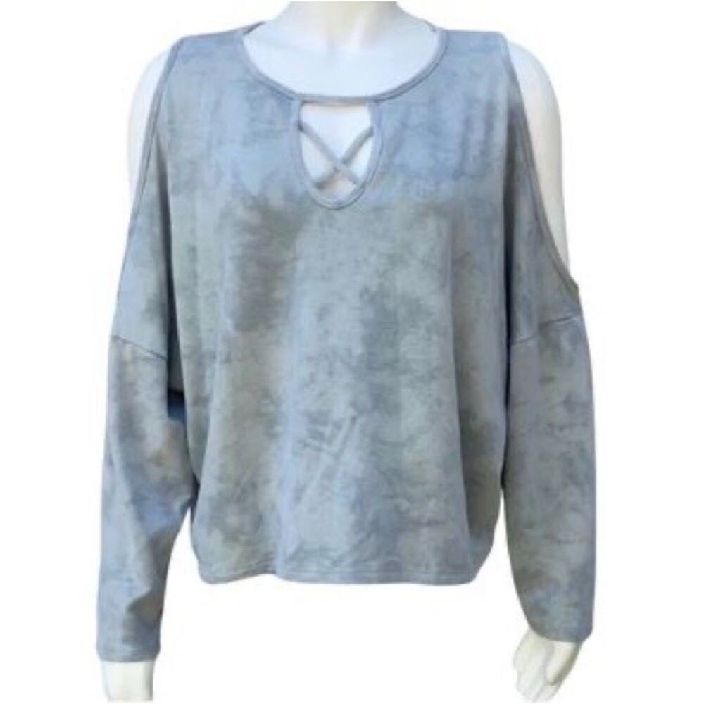 Gray marbled cold shoulder sweatshirt size small